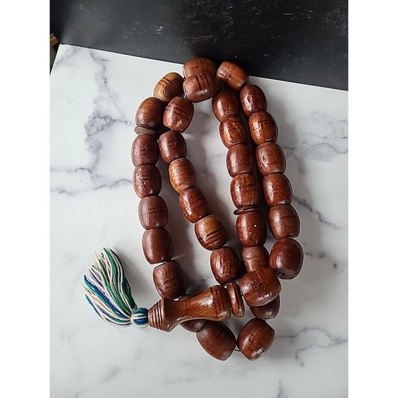 Vintage 36 Large Beaded Wooden Mala - Picture 8 of 10